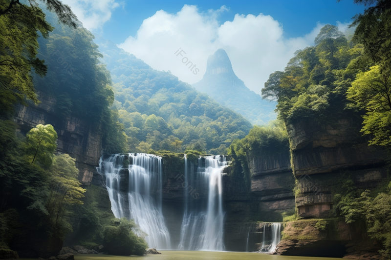 夏日风景区大瀑布静谧避暑自然,高清,摄影图,摄影图片,图片大全,摄影图免费下载